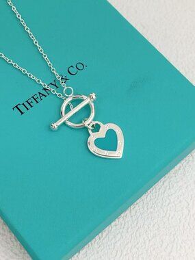 Tiffany & Co. Return to Tiffany Heart Toggle Necklace in Silver with Tiffany Blu